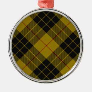 MacLeod tartan yellow black plaid Metal Tree Decoration