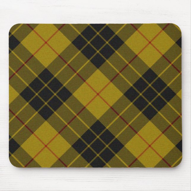 MacLeod tartan yellow black plaid Mouse Mat (Front)