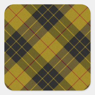 MacLeod tartan yellow black plaid Square Sticker