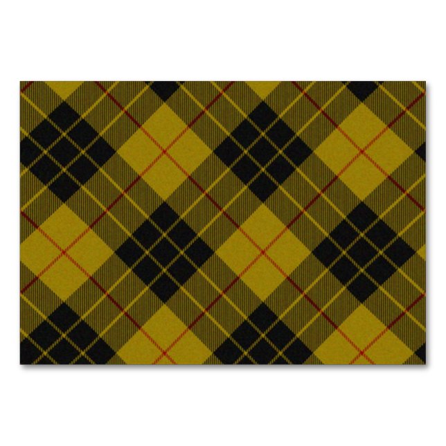 MacLeod tartan yellow black plaid Table Number (Front)