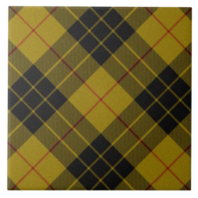 MacLeod tartan yellow black plaid Tile (Front)