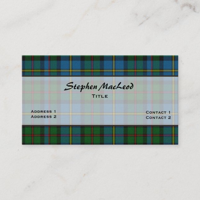 MacLeod Traditional Tartan Plaid Custom Business Card (Front)