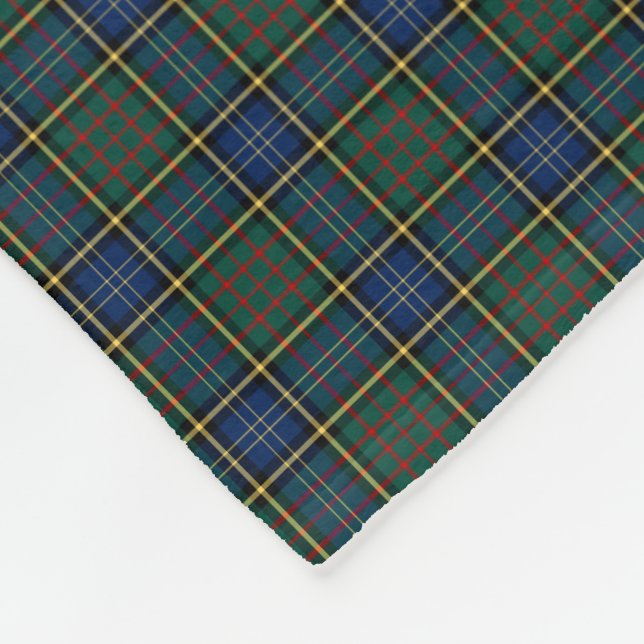 MacMillan Clan Blue and Green Hunting Tartan Fleece Blanket (Corner)