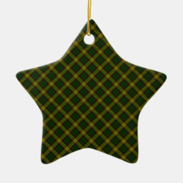 MacMillan Clan Tartan Scottish Designed Print Ceramic Tree Decoration (Front)