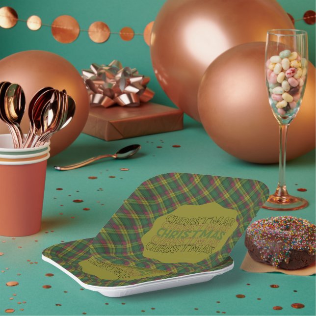 MacMillan Old Ancient Scottish Tartan Christmas  Paper Plate (Multi)