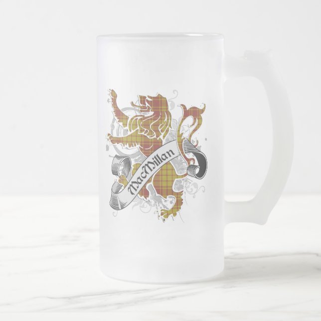 MacMillan Tartan Lion Frosted Glass Beer Mug (Right)