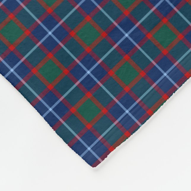 MacNab Clan Bright Blue, Green, and Red Tartan Fleece Blanket (Corner)