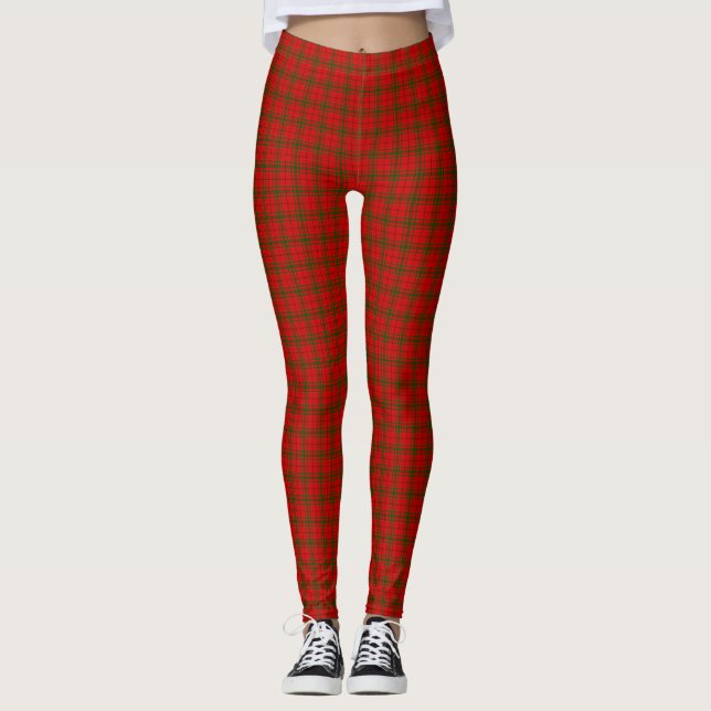 MacNab tartan red green plaid Leggings (Front)