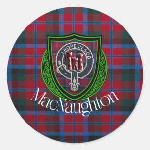 MacNaughton Scottish Clan Tartan & Crest Classic Round Sticker