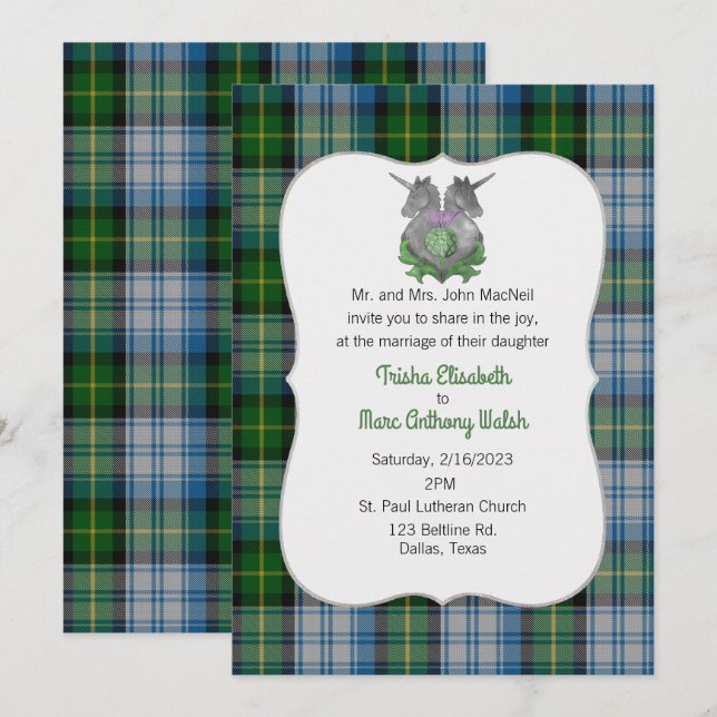 MacNeil Clan Scottish Symbols Wedding Invitation (Front/Back)