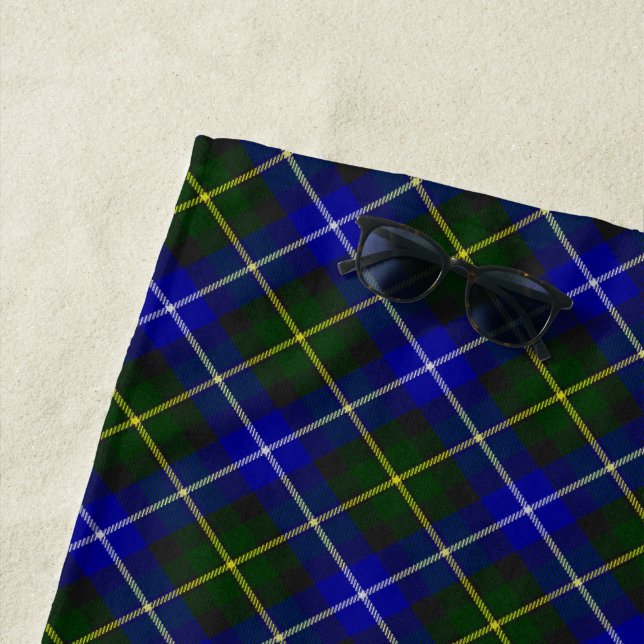 Macneil of Barra tartan blue green plaid Beach Towel (In Situ)