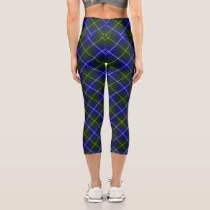 Macneil of Barra tartan blue green plaid Capri Leggings