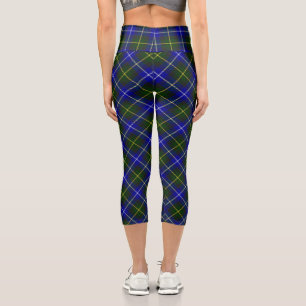Macneil of Barra tartan blue green plaid Capri Leggings