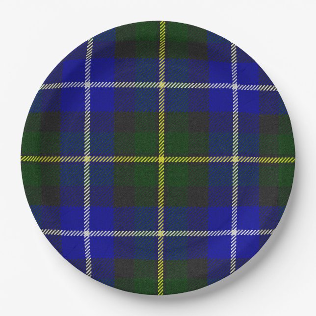 Macneil of Barra tartan blue green plaid Paper Plate (Front)