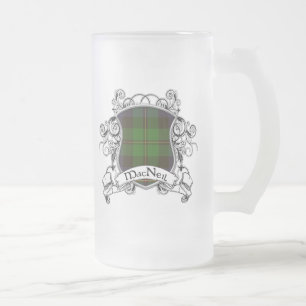 MacNeil Tartan Shield Frosted Glass Beer Mug
