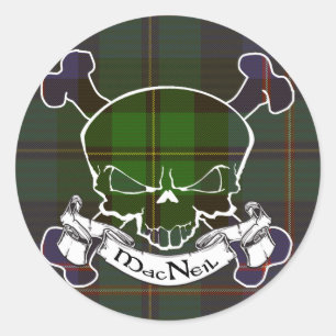 MacNeil Tartan Skull Classic Round Sticker