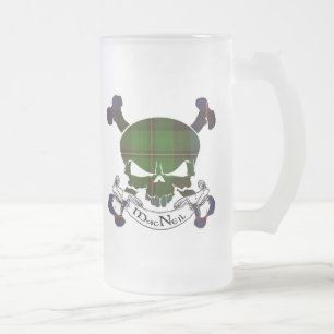 MacNeil Tartan Skull Frosted Glass Beer Mug