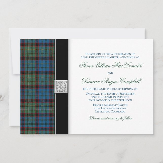 MacNicol Hunting Tartan Wedding Invitation (Front)