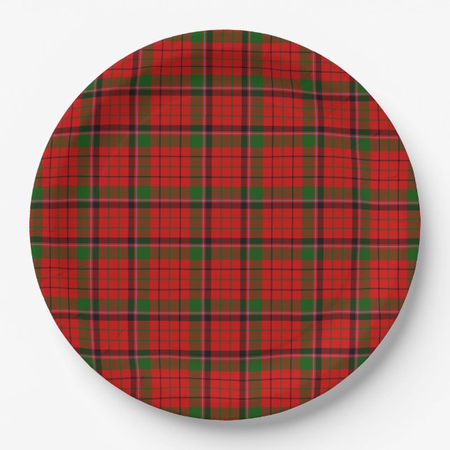 MacNicol tartan red green plaid Paper Plate (Front)