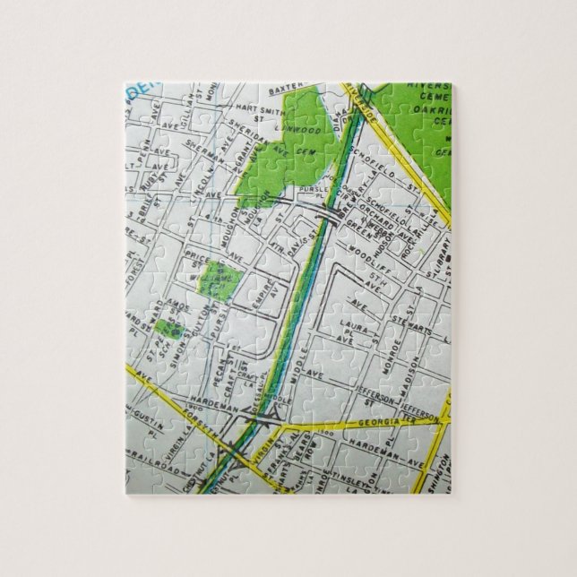 Macon, GA Vintage Map Jigsaw Puzzle (Vertical)