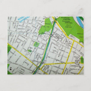 MACON, GA Vintage Map Postcard