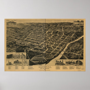 Macon Georgia 1887 Panoramic Map Poster