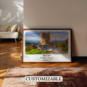 Macon Georgia Poster, Watercolor, Custom Poster
