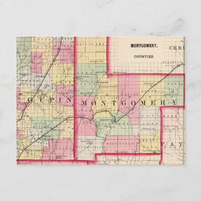 Macoupin, Montgomery counties Postcard (Front)