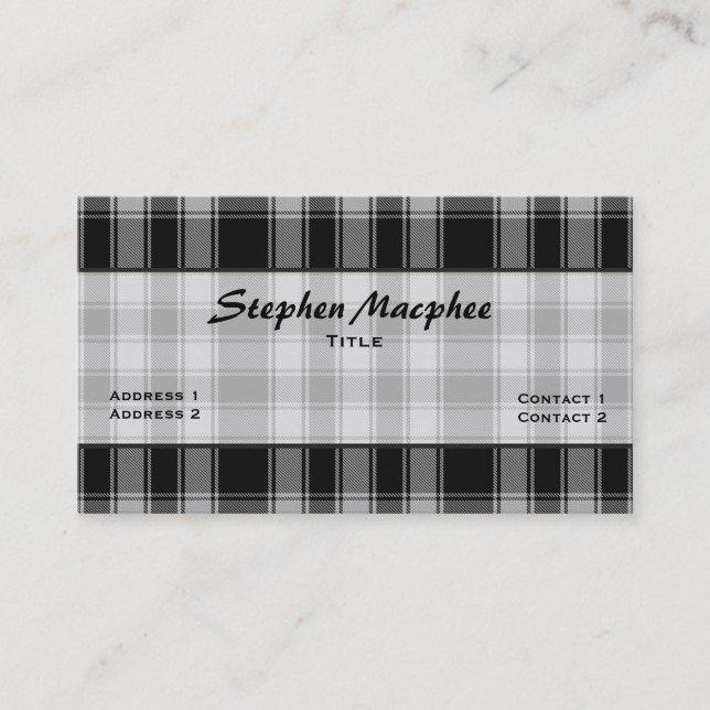 Macphee Clan Traditional Tartan Plaid Custom Business Card (Front)