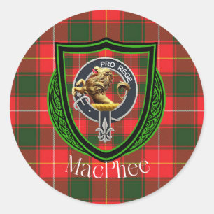 MacPhee Scottish Clan Tartan & Crest Classic Round Sticker