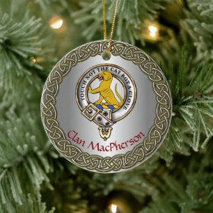 MacPherson Clan Badge/Tartan Thistle Personalised Ceramic Tree Decoration
