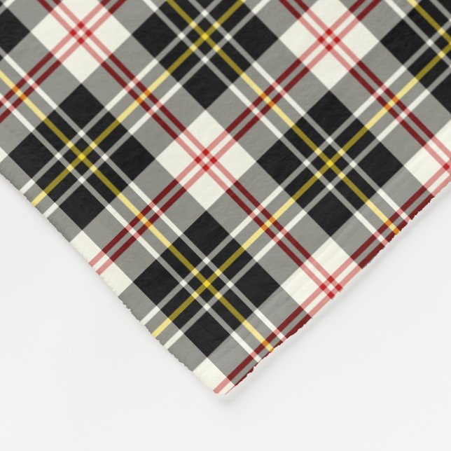MacPherson Clan Black and White Dress Tartan Fleece Blanket (Corner)