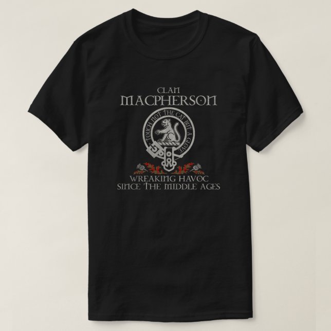 MacPherson Crubin Clan crest Scottish surname tart T-Shirt (Design Front)
