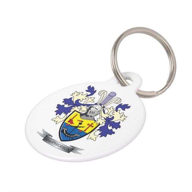 MacPherson Family Crest Coat of Arms Pet Tag (Side)