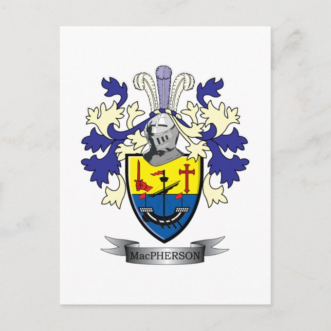 MacPherson Family Crest Coat of Arms Postcard (Front)