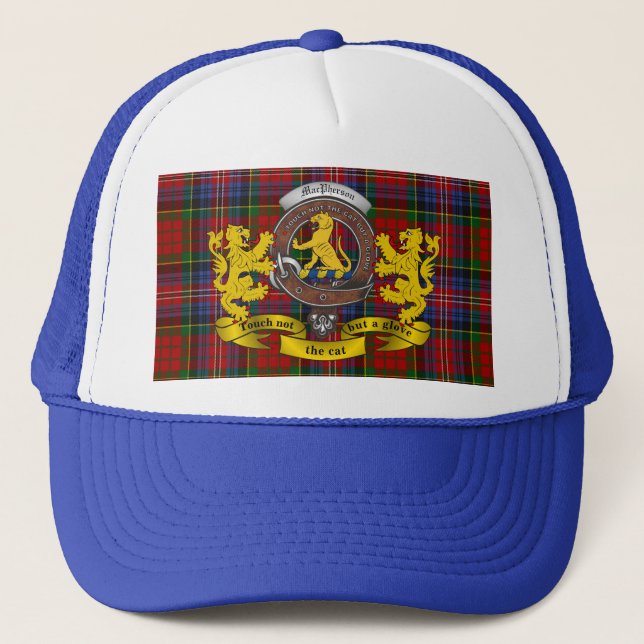 Macpherson Scottish Tartan & Badge Trucker Hat (Front)