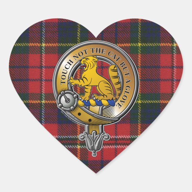 MacPherson Tartan & Badge Heart Sticker (Front)