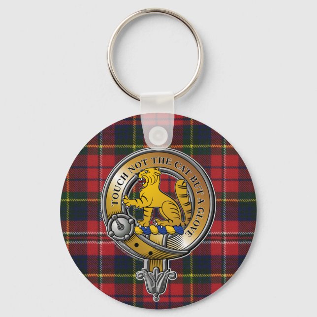 MacPherson Tartan & Badge Key Ring (Front)