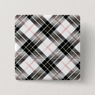 MacPherson tartan black white plaid 15 Cm Square Badge