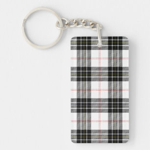 MacPherson tartan black white plaid Key Ring
