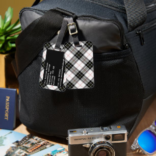 MacPherson tartan black white plaid Luggage Tag
