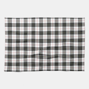 MacPherson tartan black white plaid Tea Towel