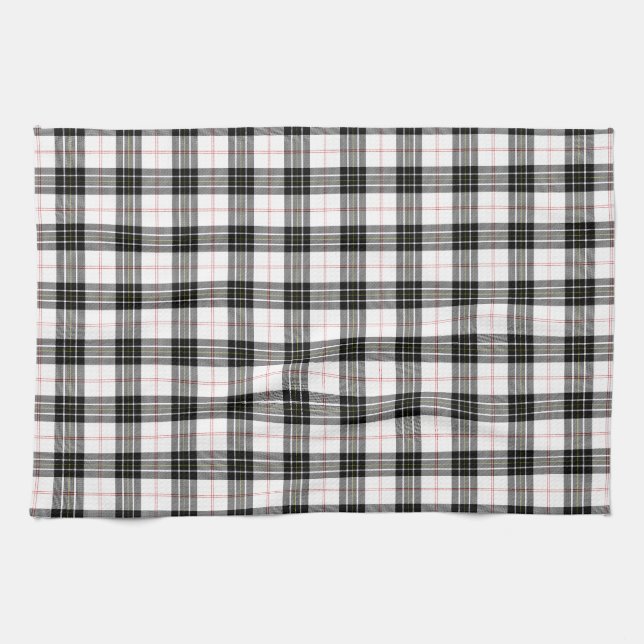 MacPherson tartan black white plaid Tea Towel (Horizontal)