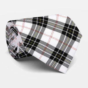 MacPherson tartan black white plaid Tie