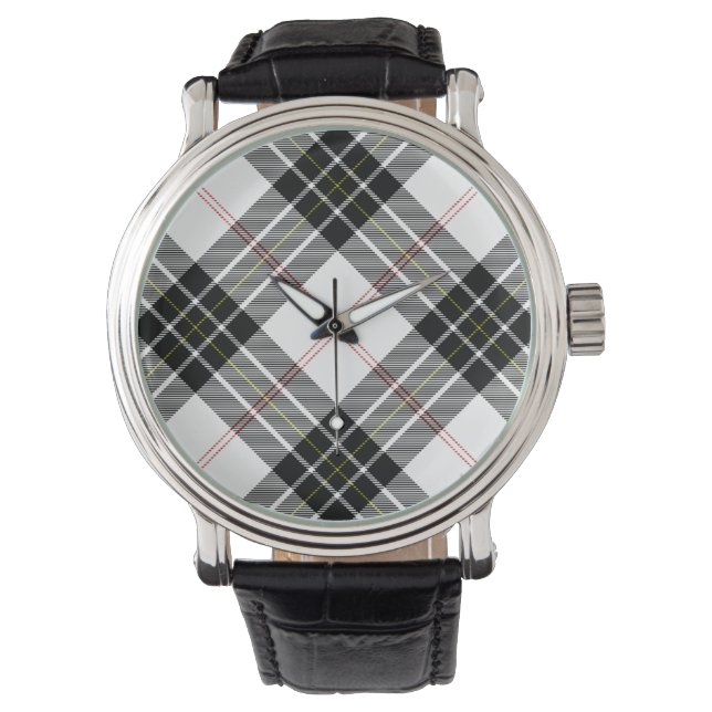MacPherson tartan black white plaid Watch (Front)