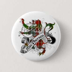 MacPherson Tartan Lion 6 Cm Round Badge