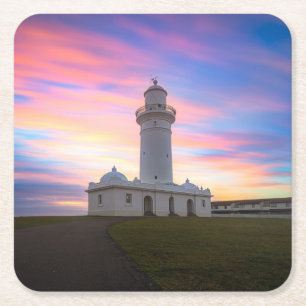 Macquarie Lighthouse Sydney, Australia Square Paper Coaster