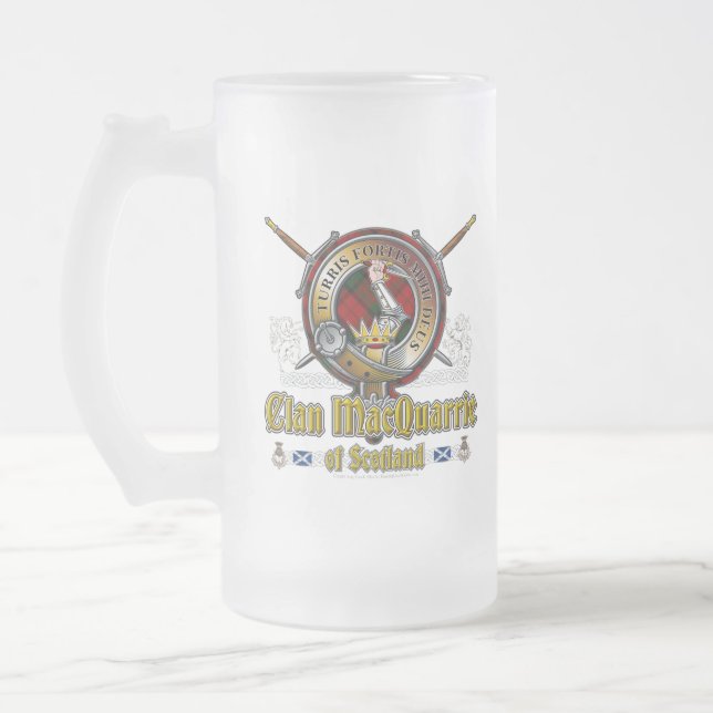 MacQuarrie Clan Badge Frosted Glass Beer Mug (Left)