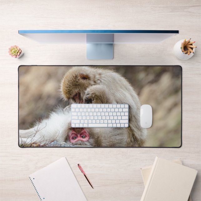 Macque Monkey, Enjoying the Good Life Desk Mat (Office 1)