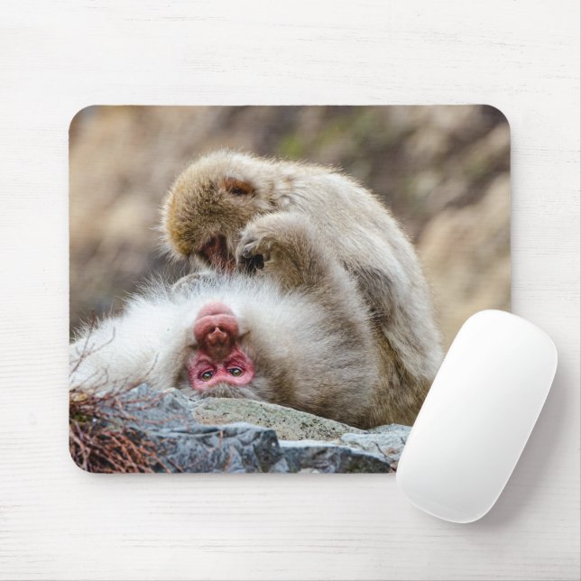 Macque Monkey, Enjoying the Good Life Mouse Mat (With Mouse)
